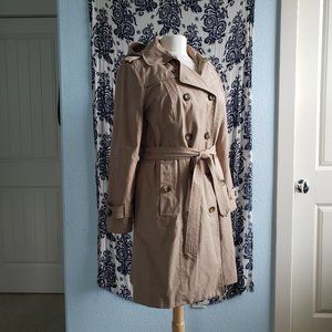 Beige Trench Coat with Hood